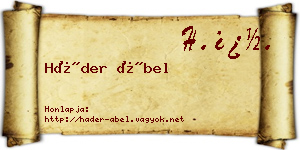 Háder Ábel névjegykártya